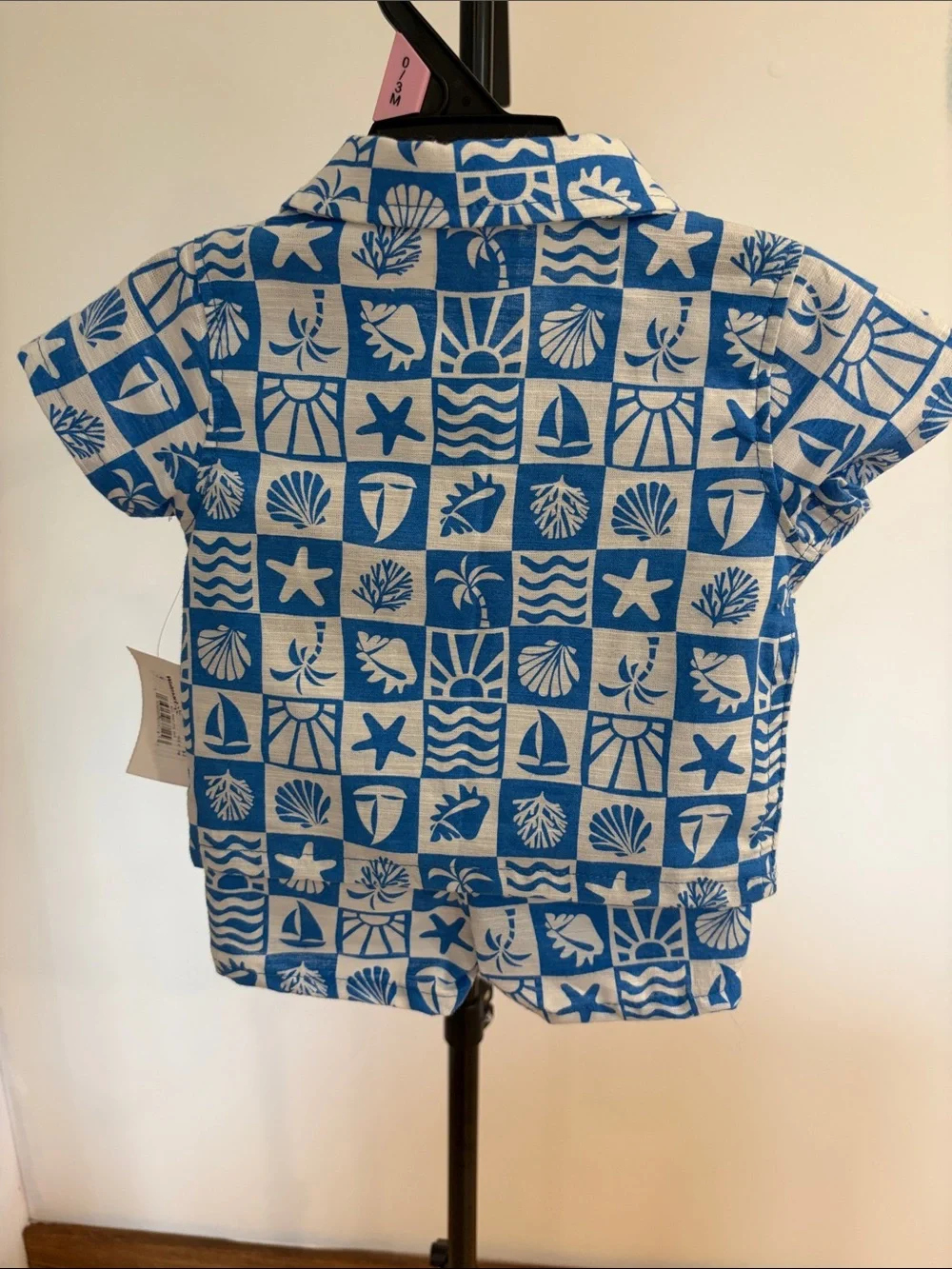 Kids Blue Tropical Print Matching Set - Short Sleeve Shirt & Shorts